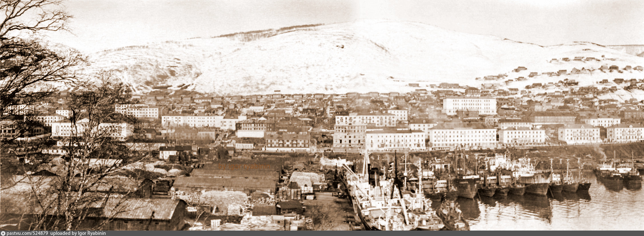Вид на Петропавловск-Камчатский с Никольской сопки 1950 г