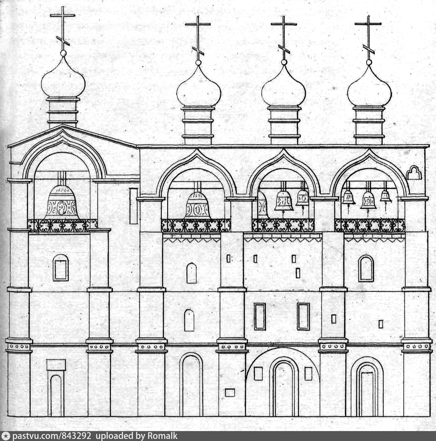 Звонница Успенского собора в Ростове Великом чертеж