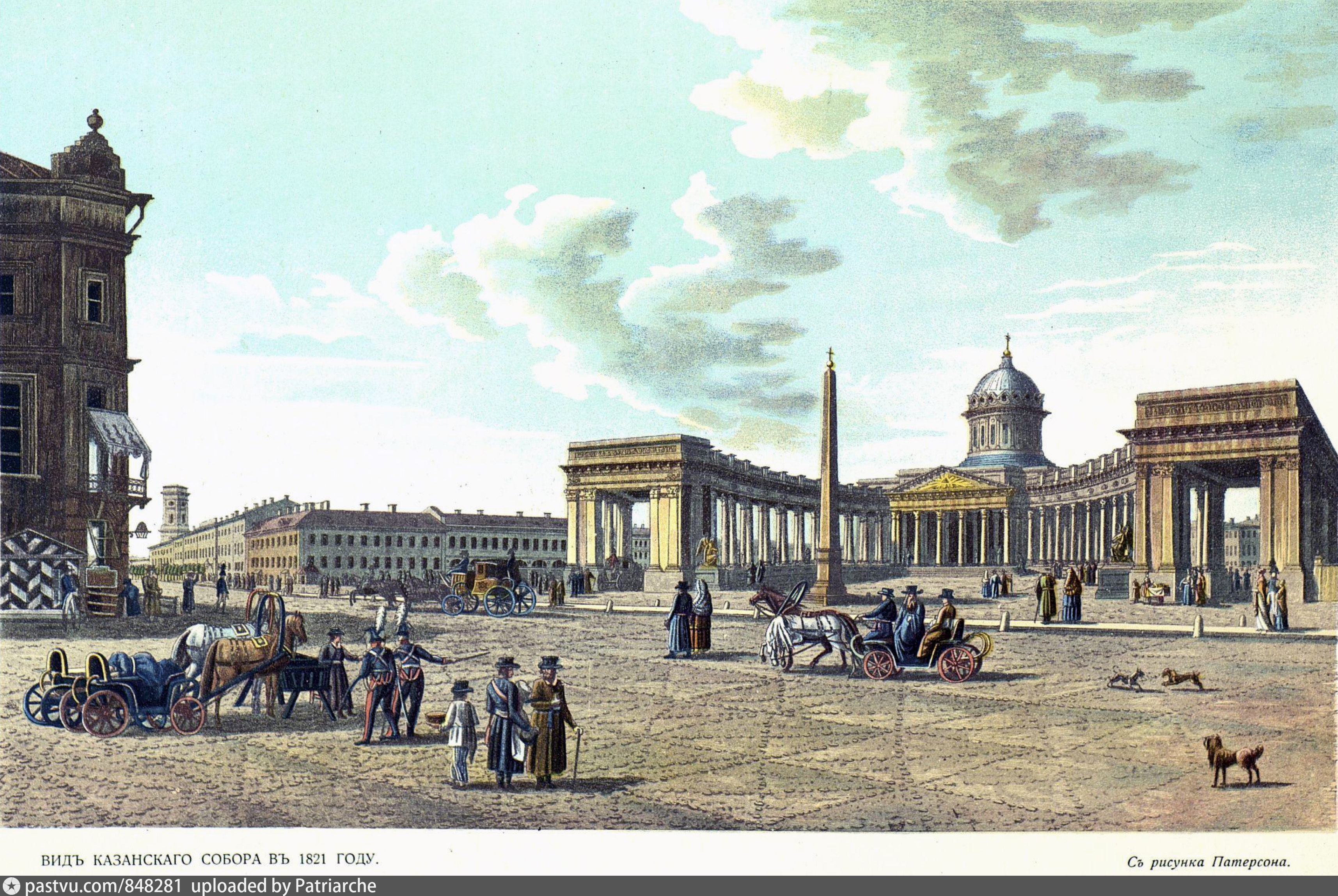 Петербург начало 19 века. Вид Казанского собора в 1821.