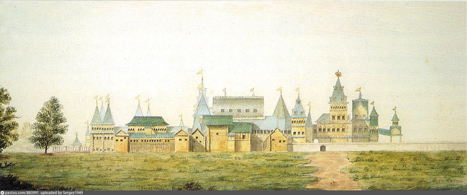 Дворец Алексея Михайловича в Коломенском гравюра