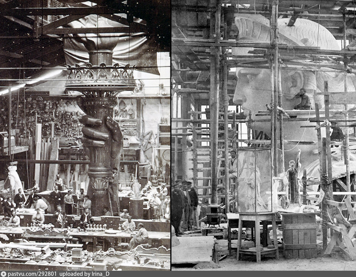 Some parts of the Statue of Liberty inside a Paris studio