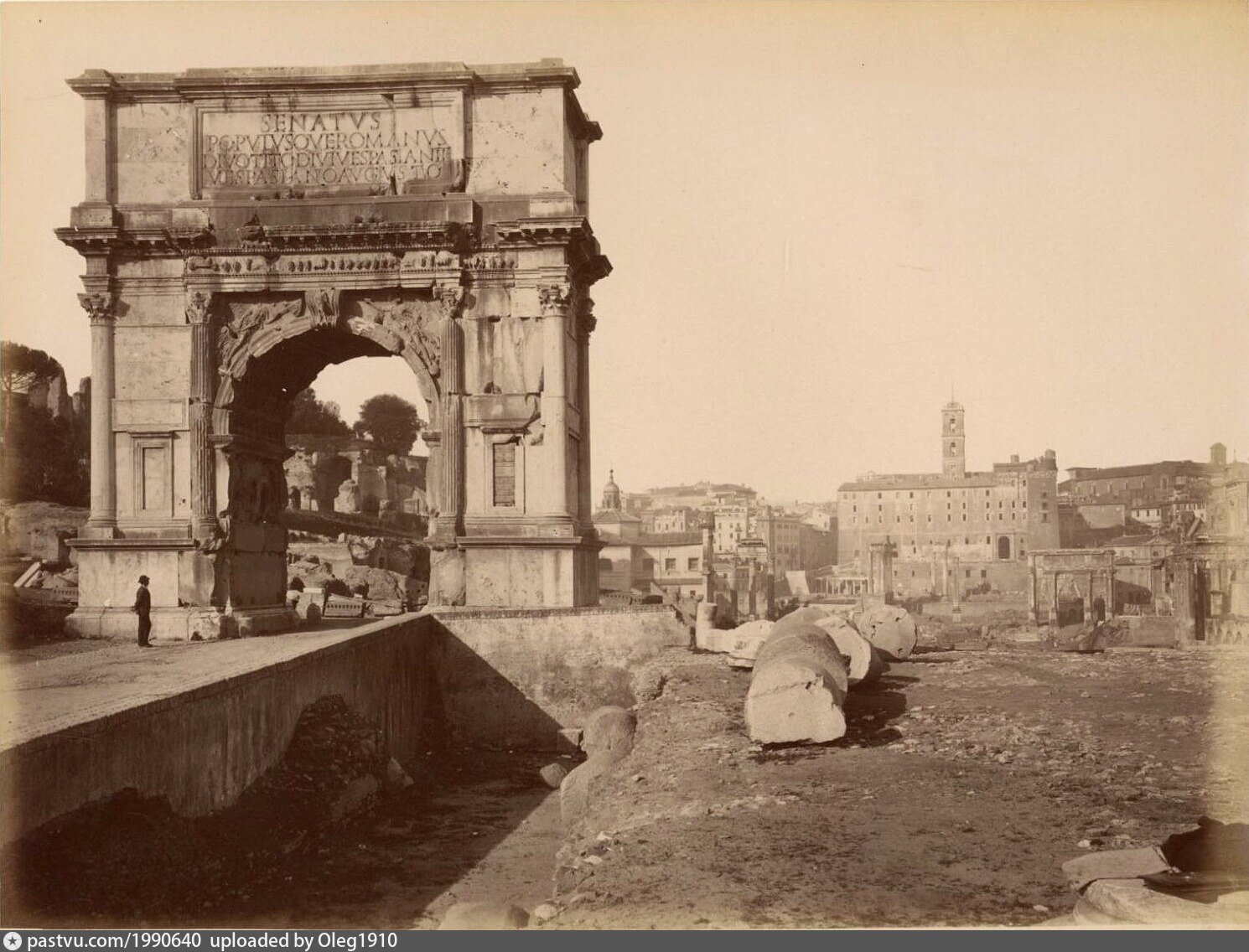 Форум арка. Дагерротип Римский форум с Западной стороны арки Тита.