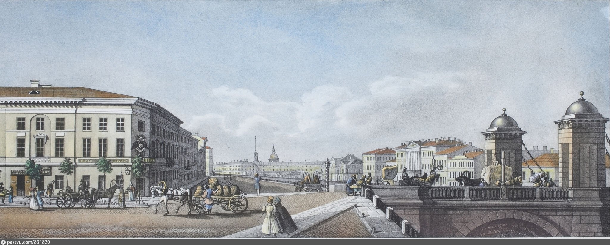 Невский проспект Аничков мост 19 век