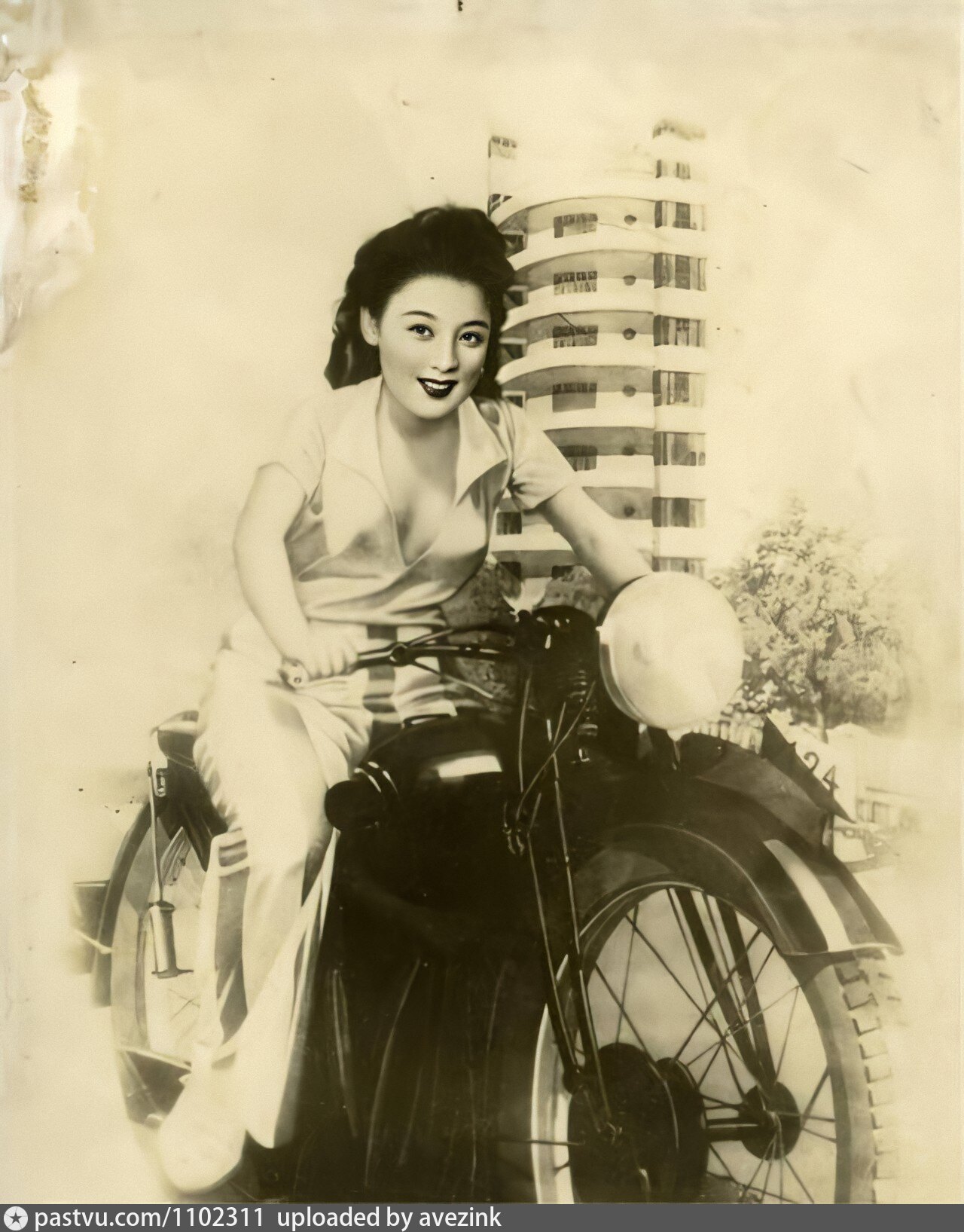 Chinese Pin Up Poster With The Girl On A Motorcycle