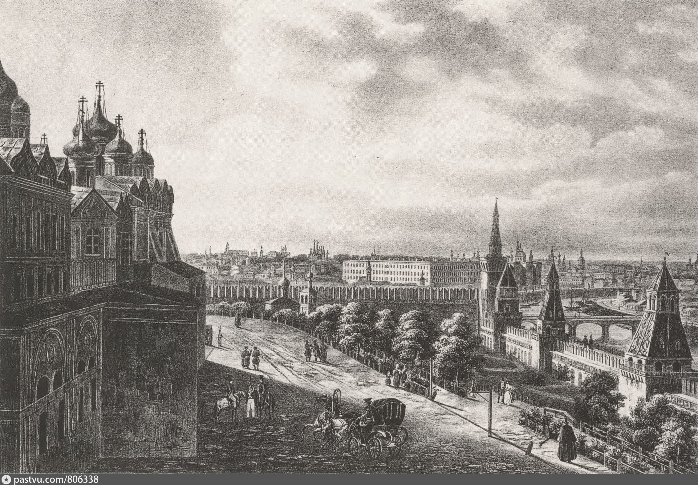 1830 е гг. «Вид Москвы с Воробьёвых гор» 1856. Московский Кремль литография 1830 г. Огюст Кадоль Москва. Тайницкий сад Московского Кремля картина.