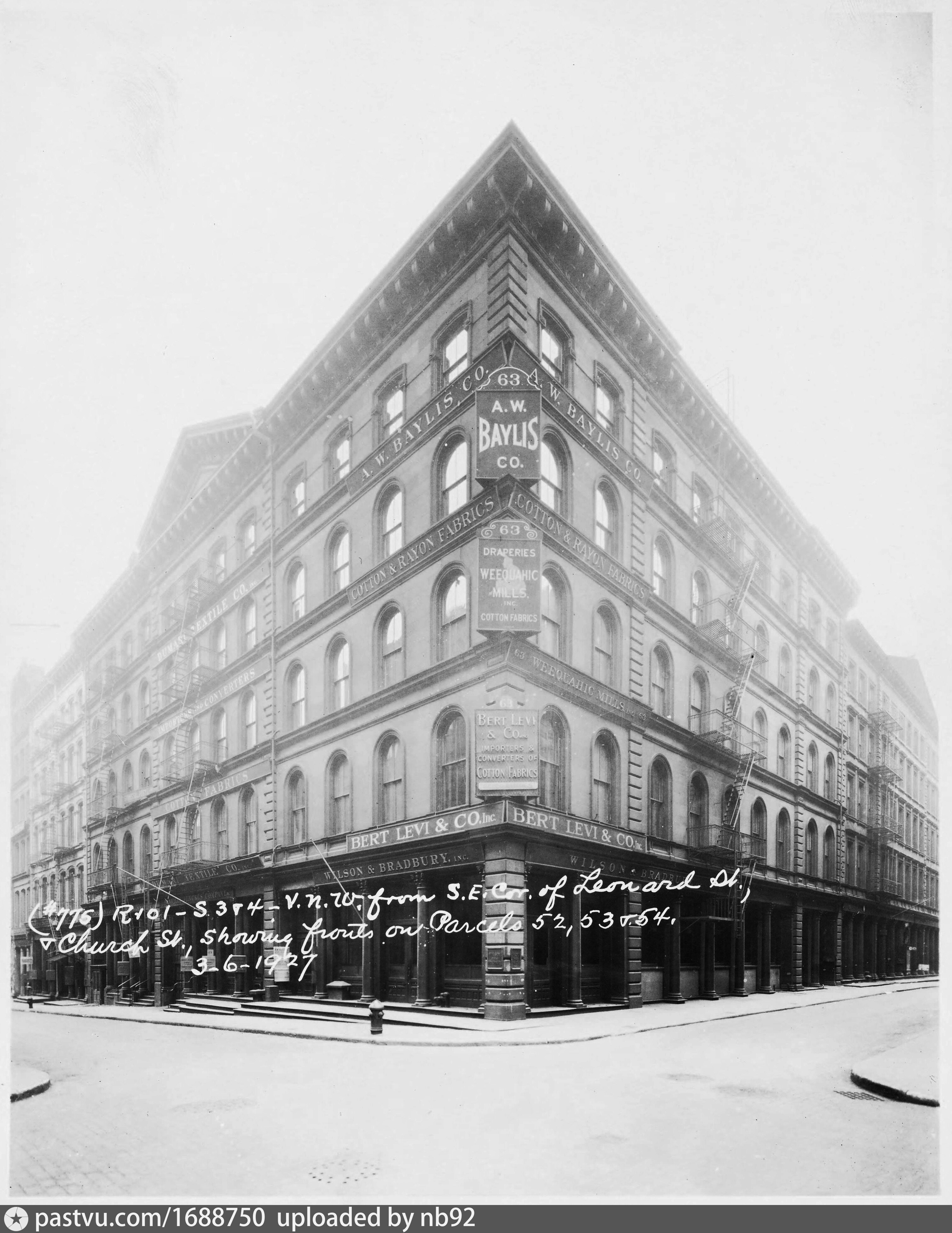 View northwest from southeast corner of Leonard Street and Church Street
