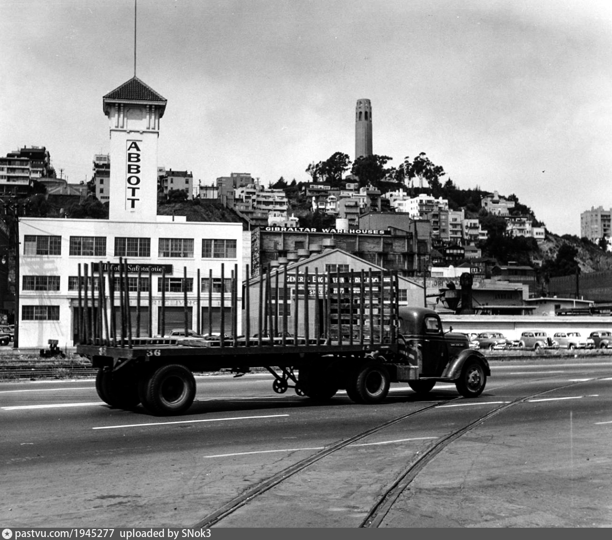 Looking across the Embarcadero toward the old Hills Bros. Coffee Building