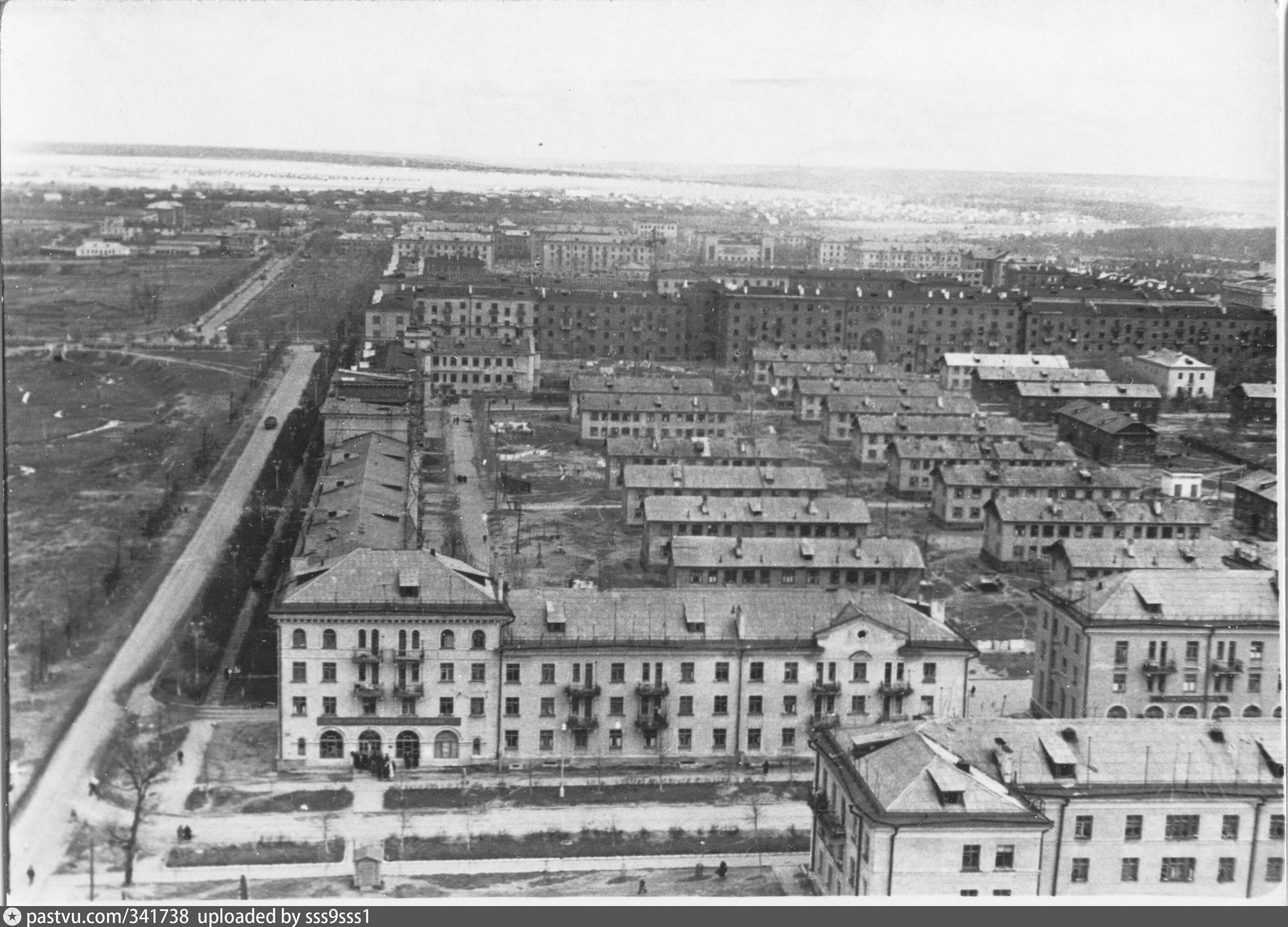 Историческое фото города Ступино. Панорамный вид на Банный переулок.