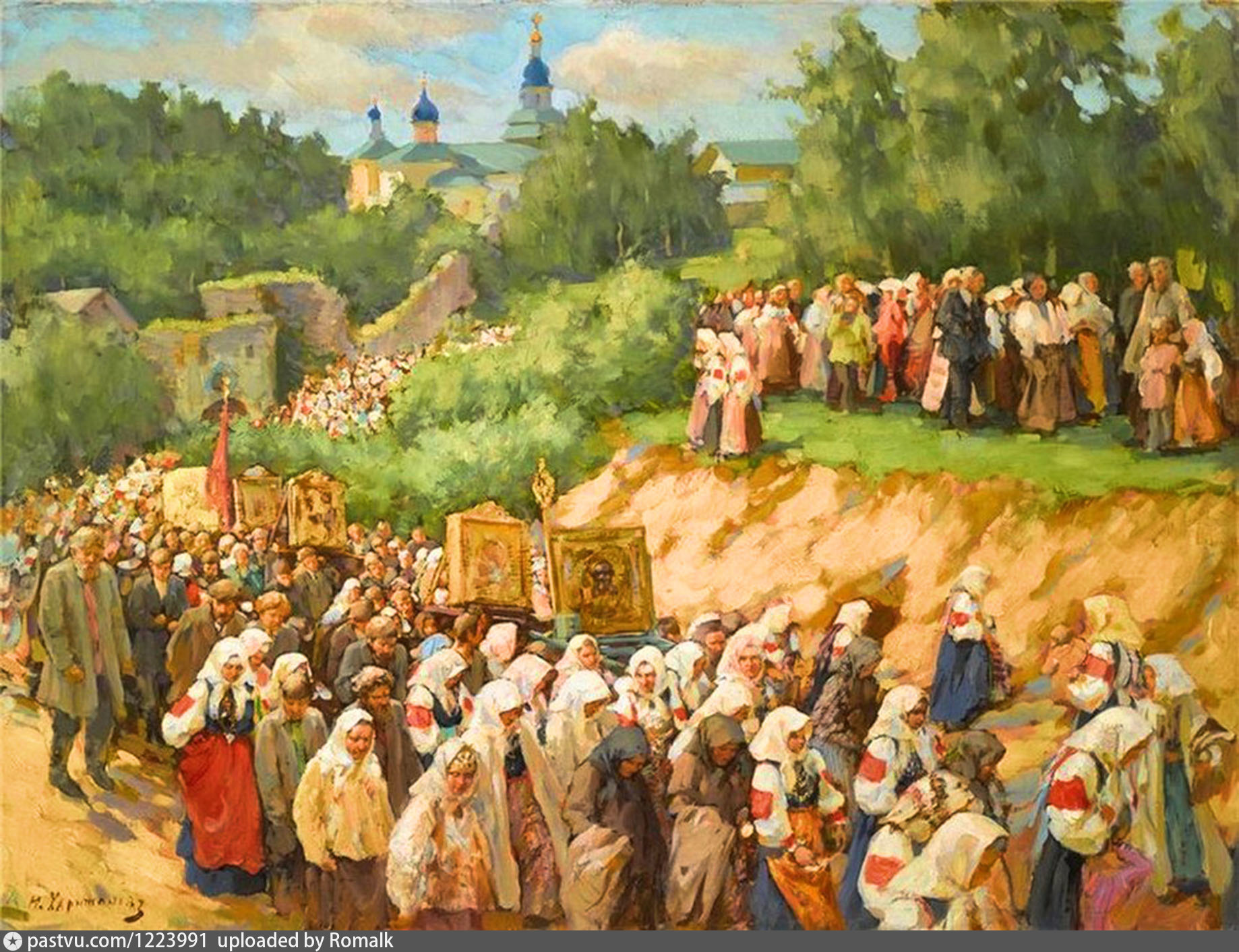 Православная церковь 18 века. Картина Васнецова крестный ход.