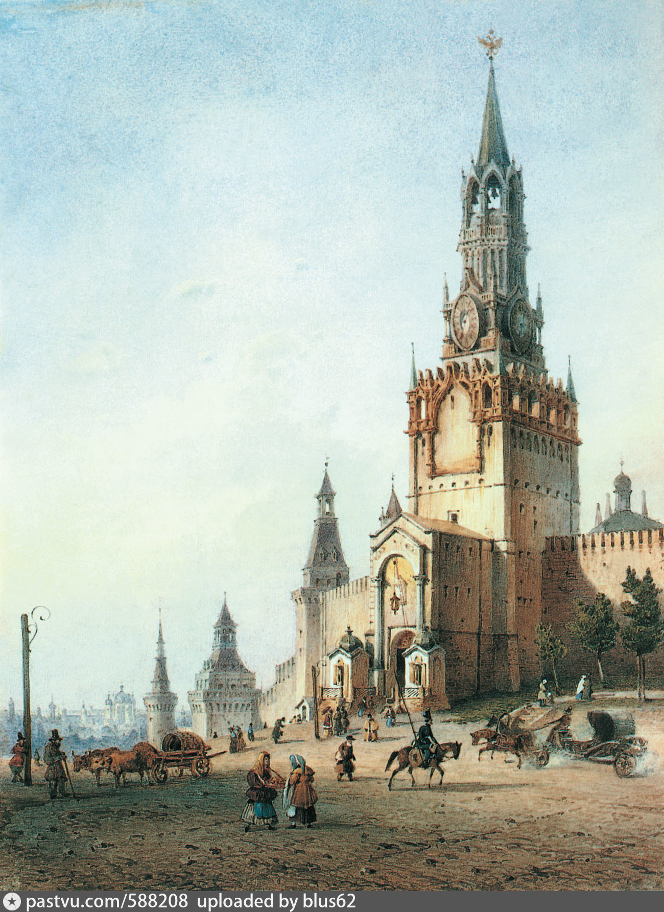 Картина москва 1. Спасская Фроловская башня Московского Кремля 1491. Фроловская башня Московского Кремля 17 век. Спасская башня Кремля 17 века. Исторические Спасская Фроловская башня.