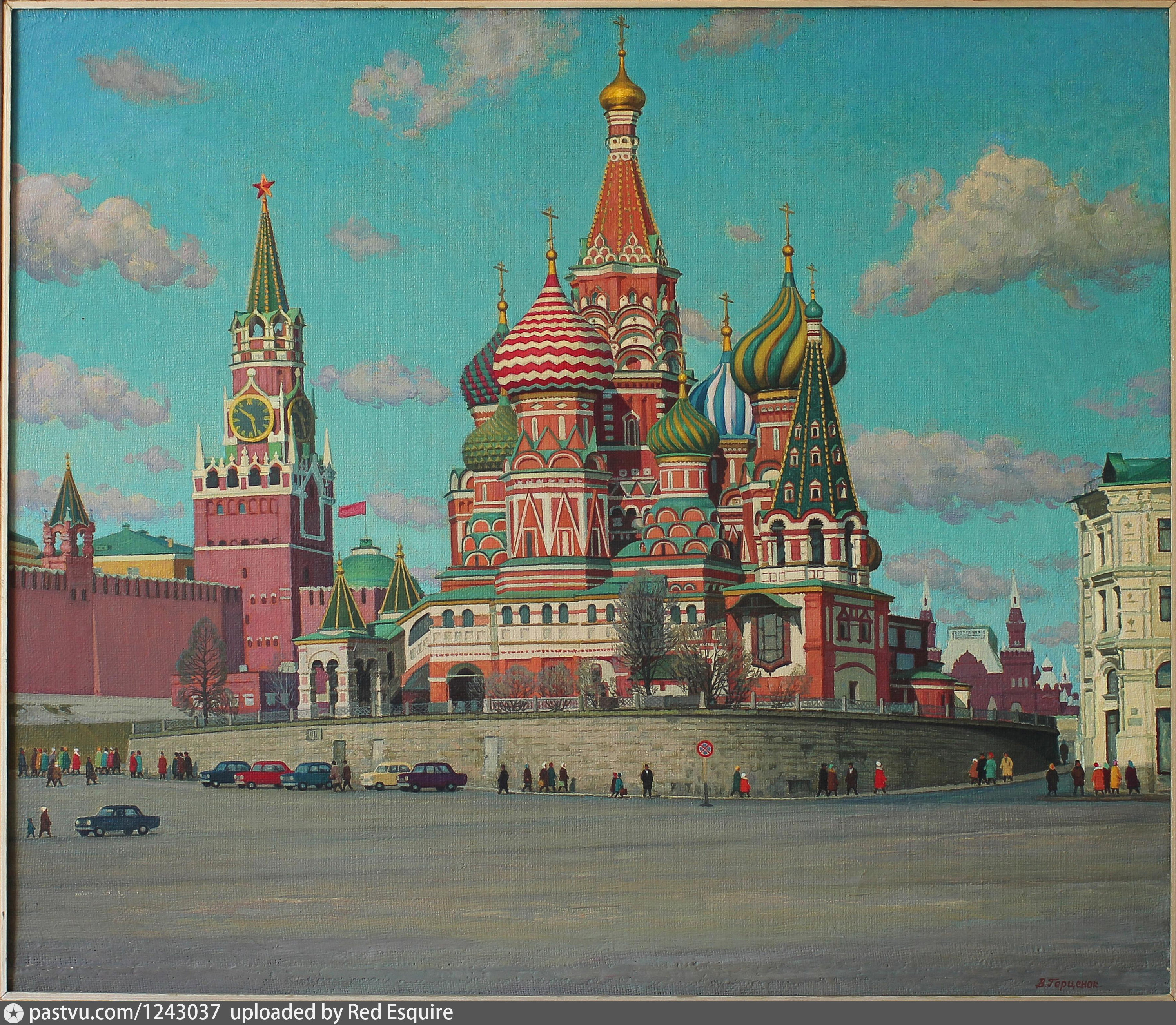 Красная площадь Спасская башня и собор Василия Блаженного