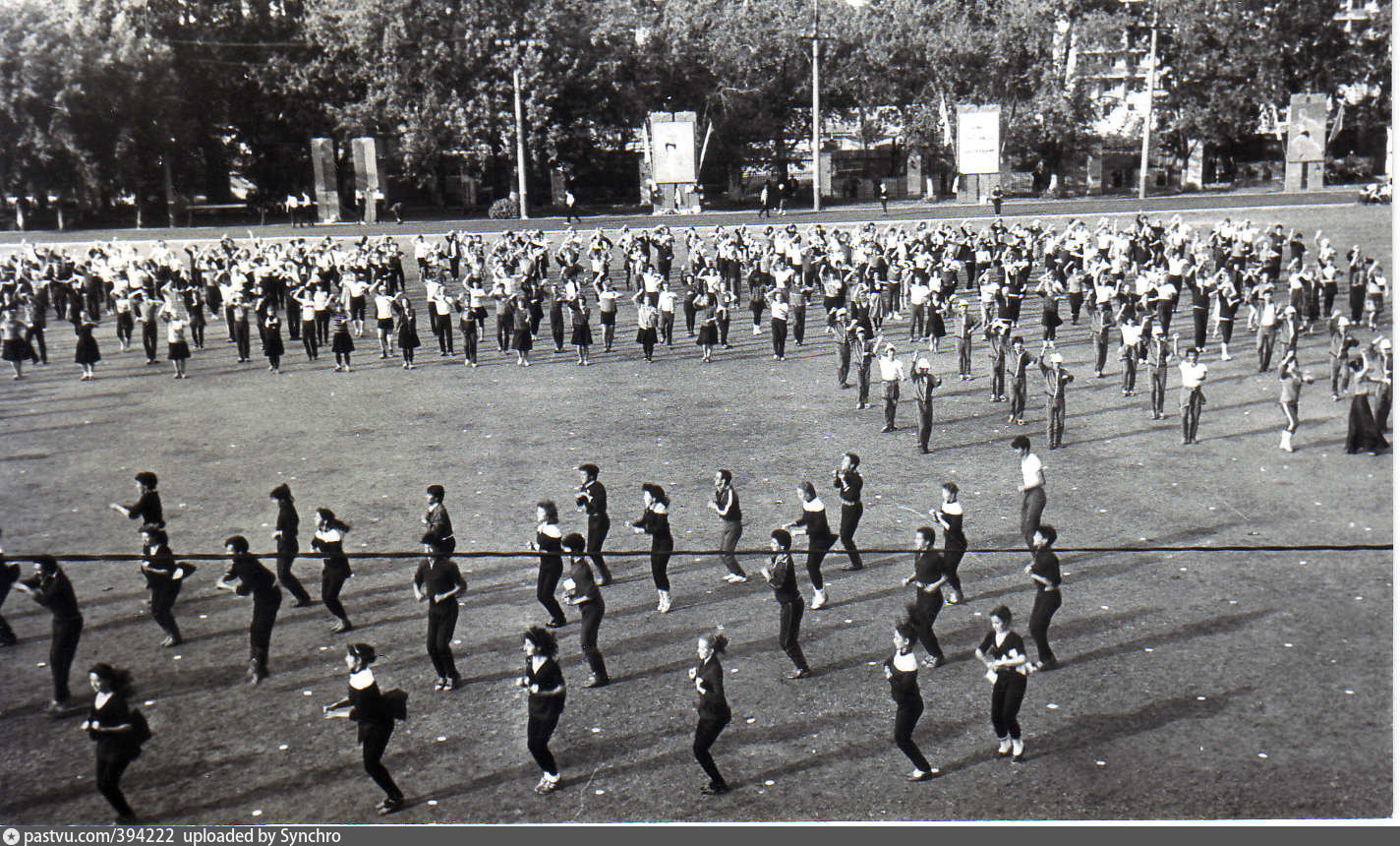 Выступление советских спортсменов. Репетиция выступления. Фестиваль 1985.