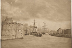 Entrée du port, la Tour François Ier au Havre (1851)