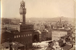 Firenze  -  panorama paratiale col Palazzo Vecchio (1852)