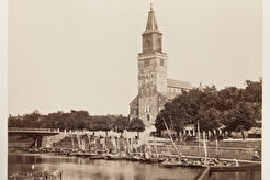 Turun tuomiokirkko, Aurajoki, kalasatama ja kirkkosilta (1867)