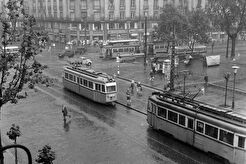Múzeum körút az Astoria kereszteződés és a Rákóczi út felé nézve (1960)
