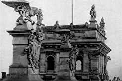 Der Bau des Reichstages: Blick gegen die Mitte der Südseite und den Süd-Ost-Turm (1892)