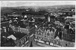 Pohled z věže kostela na Plzeň (1949)