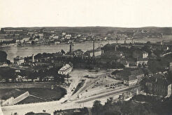 Panoramatický pohled z výšky na část Smíchova (1865)