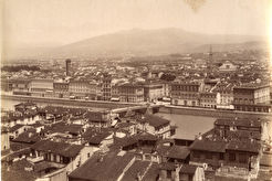 Firenze.   Lungarno Nuovo e Chiesa Santa Maria Novella panorama  (1852)