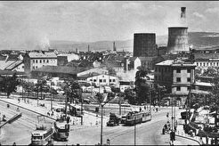 Brno, Nádražní, Pohled z budovy hlavního nádraží k autobusovému nádraží (1963)