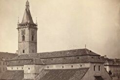 Pohled na slanečkářskou boudu na Karlově náměstí (1862)