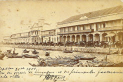 Вид на южную часть набережной Collyer Quay от старой пристани Johnston`s Pier (1890)