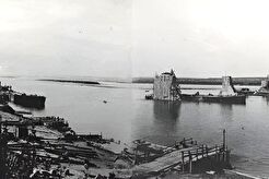 Строительство Комсомольского моста (1930)