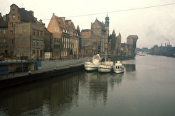 Old harbor with historic Great Crane in background (1960)