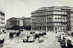 Kálvin tér, háttérben a Magyar Nemzeti Múzeum (1874)