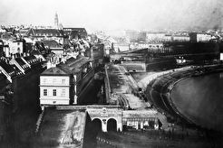 View from the Franz-Josefs-Kaserne to Rotenturmtor (1855)