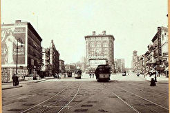 Broadway, showing point of intersection between 7th Avenue and Broadway at West 46th Street (1905)