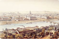 Veduta di Torino con la Mole Antonelliana in costruzione (1880)