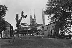 Brno, Petrov, Pohled z Dornychu přes nádraží na Petrov (1963)
