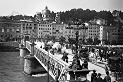 Die Stadtbrücke, Blickrichtung linkes Salzachufer (1891)