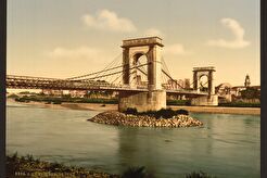 Suspension bridge over the Rhone. Avignon, Provence (1890)