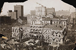 City Hall Park on groundbreaking day of subway (1900)