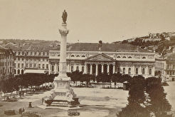  Rossio plaza with a statue of Don Pedro I, Emperor of Brazil  (1874)