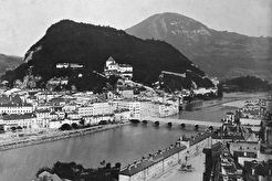 Altstadt und Neustadt vom Mönchsberg Richtung Gaisberg (1862)