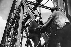 Комсомольский мост, строительство ферм на левом берегу (1930)