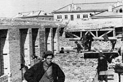 Морской проспект, строительство здания гастронома-бакалеи (1960)