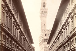 Firenze.  Portici della Uffizi e Palazzo Vecchio .  (1852)