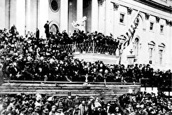 Lincoln's second inaugural address at the almost completed Capitol building (1861)
