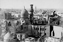 View from east over the mosque of Mamluk Amir Khayrbak and the palace of Mamluk Amir Alin Aq (1880)