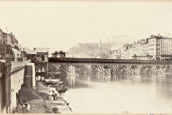 Le pont de Tilsitt. Pont provisoire (1863)